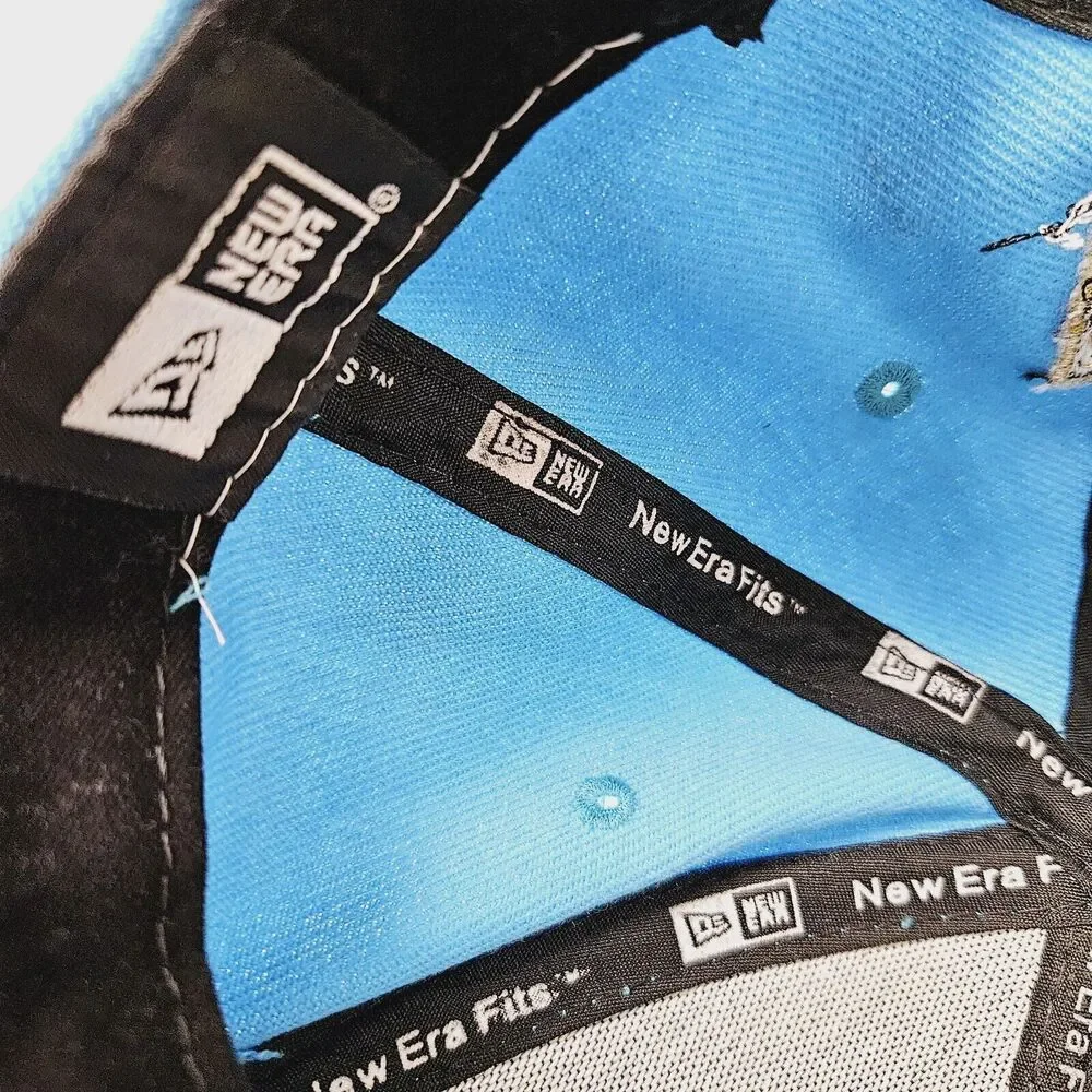 RARE New Era Carolina Panthers Shiny Bill Skyline VTG NFL Fits Snapback Hat Cap